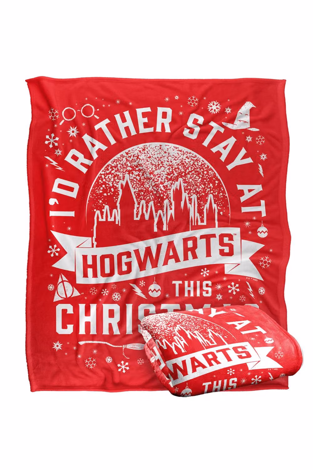 Warner Bros. Harry Potter Hogwarts At Christmas Super Soft Silky Touch Throw Blanket, Extra Large, Multicolour and Red – 2