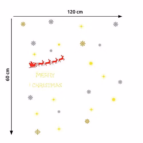 WALPLUS Glow in the Dark Christmas Wall Stickers and Murals featuring Santa's Sleigh and Moon & Stars in Multicolour – 2