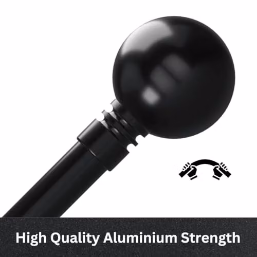 Blinds Outlet Metal Extendable Eyelet Curtain Pole with Crystal Ball Finials in Black, Length: 120 cm – 4