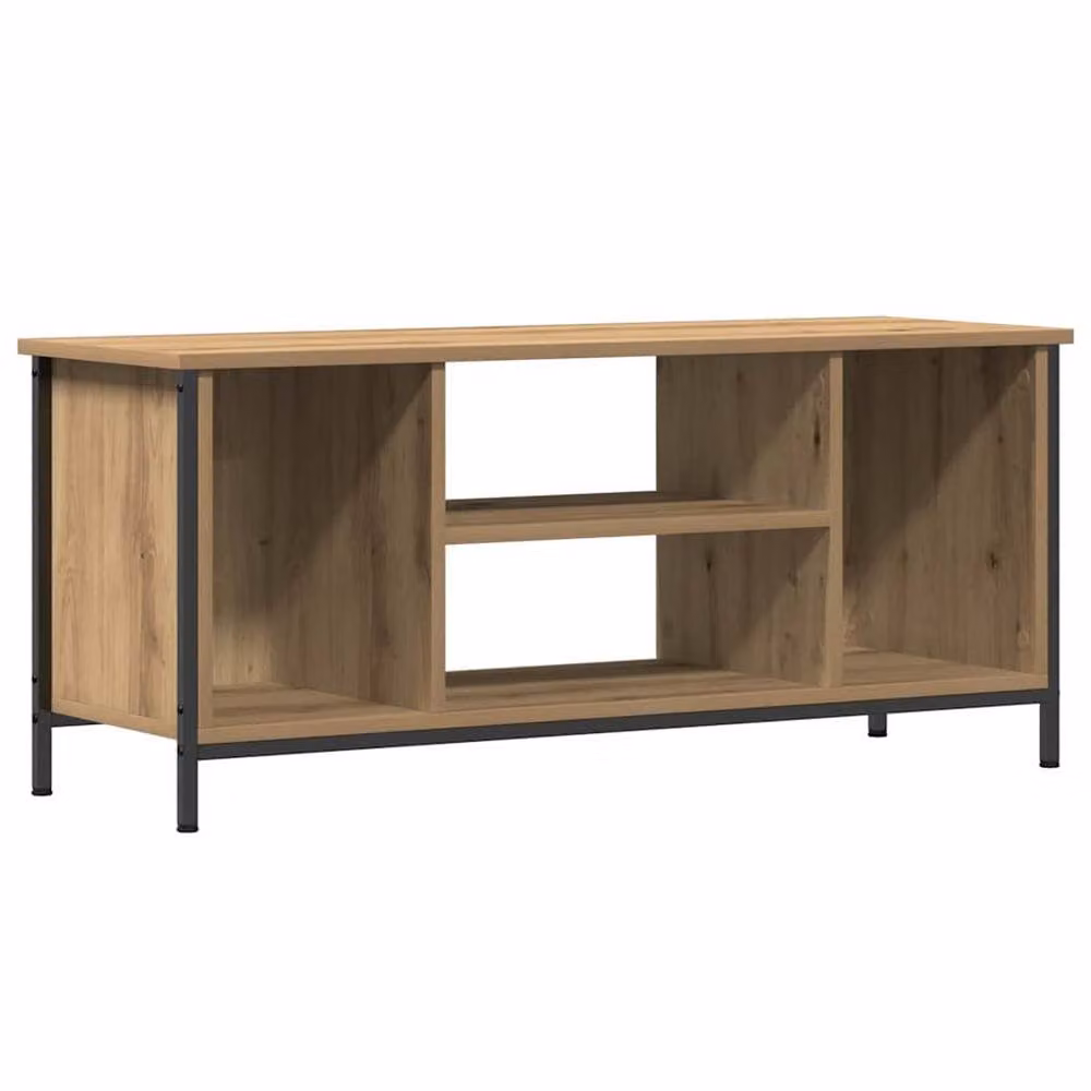Berkfield Home Artisan Oak TV Stand in Brown, Wood and Metal, W: 102 cm, D: 35 cm, H: 45 cm – 3