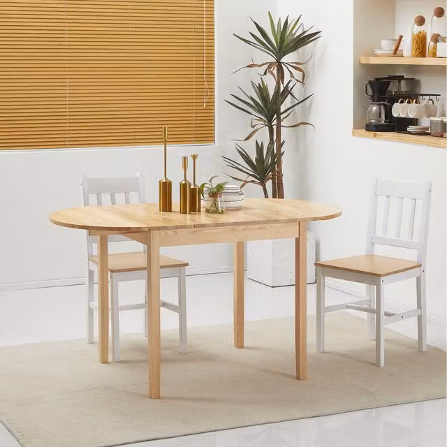 HOMCOM Foldable Drop Leaf Dining Table in Natural Wood Finish