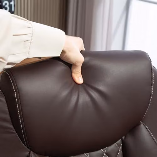 HOMCOM Brown Faux Leather Executive Office Chair with Headrest and Swivel Function – 7