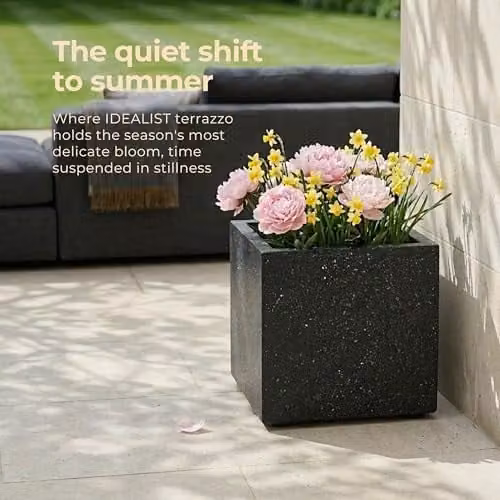 IDEALIST Black Terrazzo Reinforced Stone Plant Pot, 40 cm, 65 L – 3