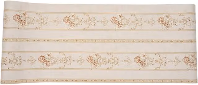Living and Home Floral and Botanical Vintage Wallpaper with Horizontal Stripes in Light Beige