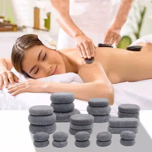Livingandhome Basalt Stone Massage Set, Grey, 8kg