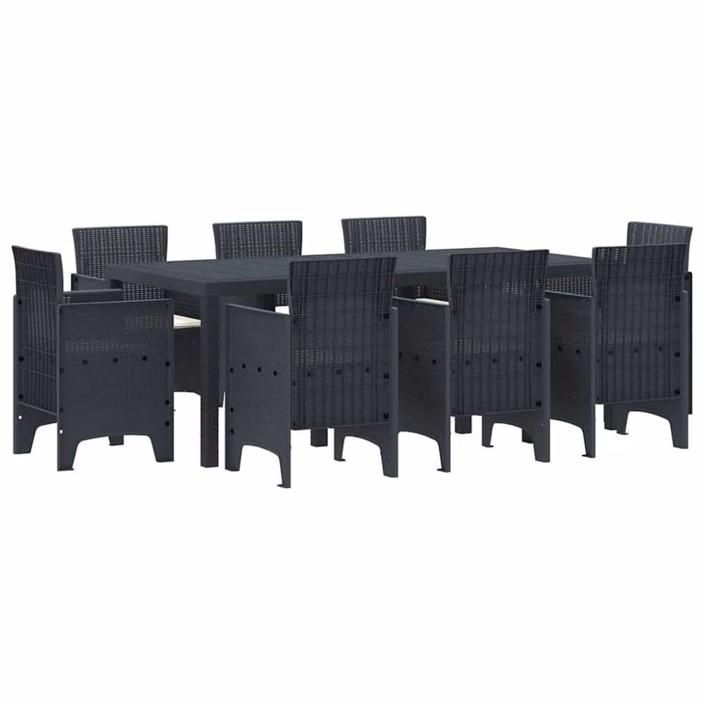 Berkfield Home Modern 9 Piece Anthracite Poly Rattan Garden Dining Set with Cushions – 2