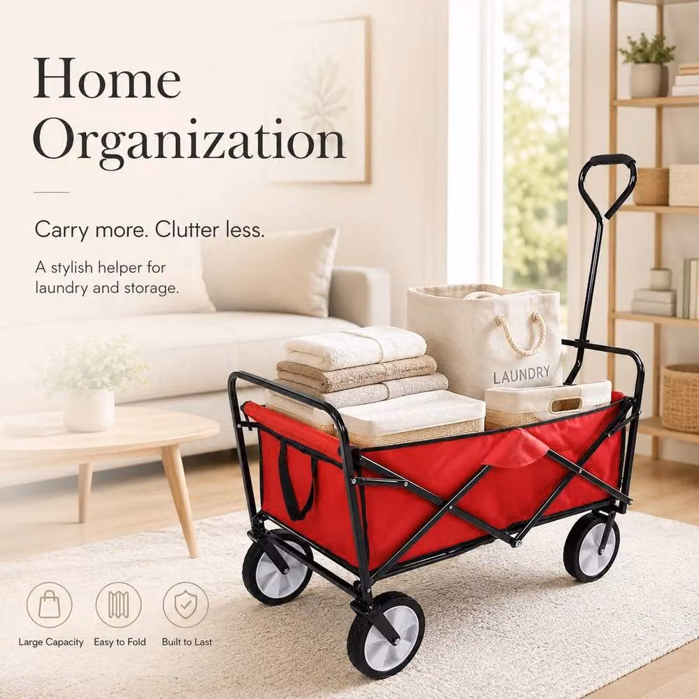 EONLION Collapsible Folding Festival Trolley Wagon in Red – 2