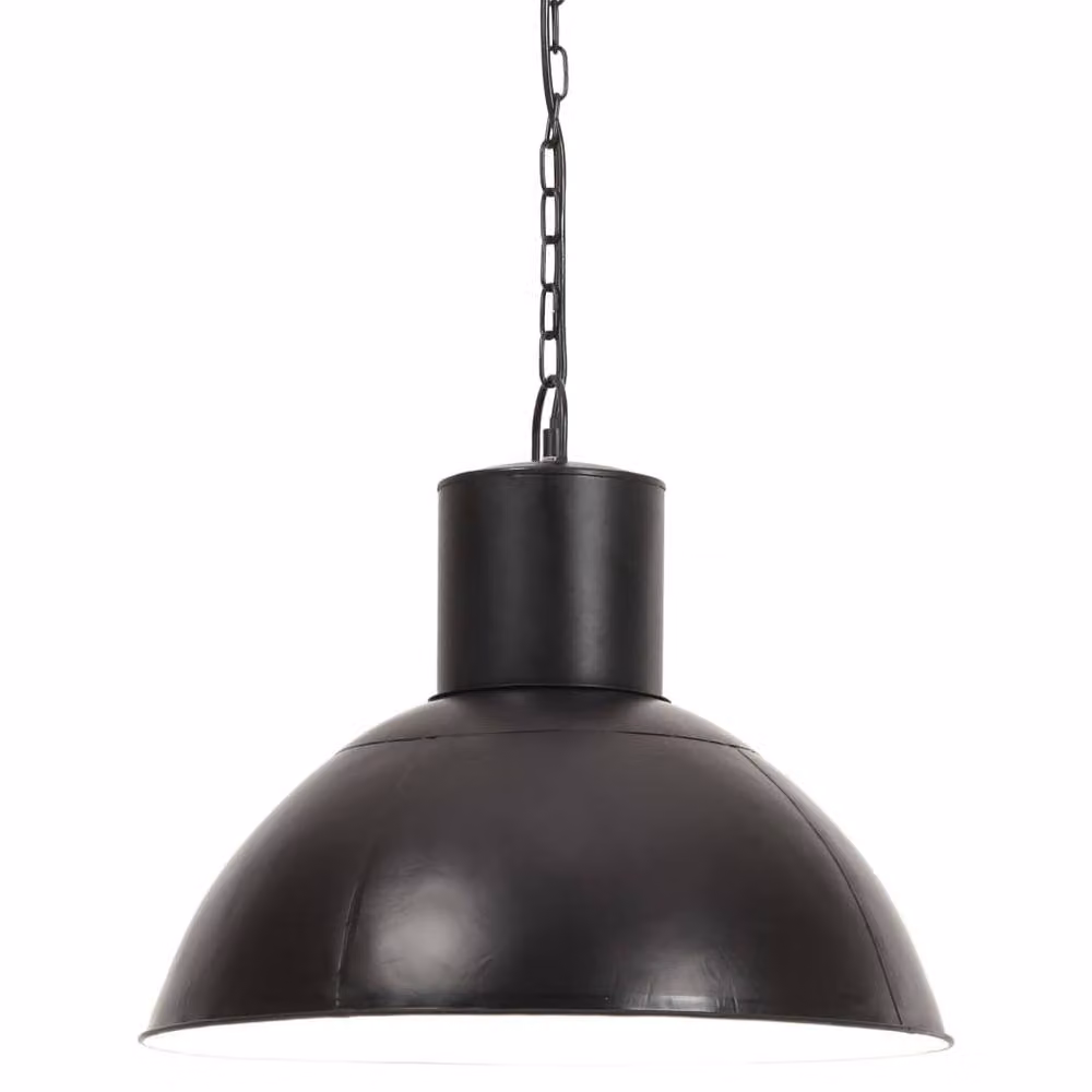 Berkfield Home Round Industrial Hanging Lamp, Black Metal, Diameter: 48 cm, E27 – 2