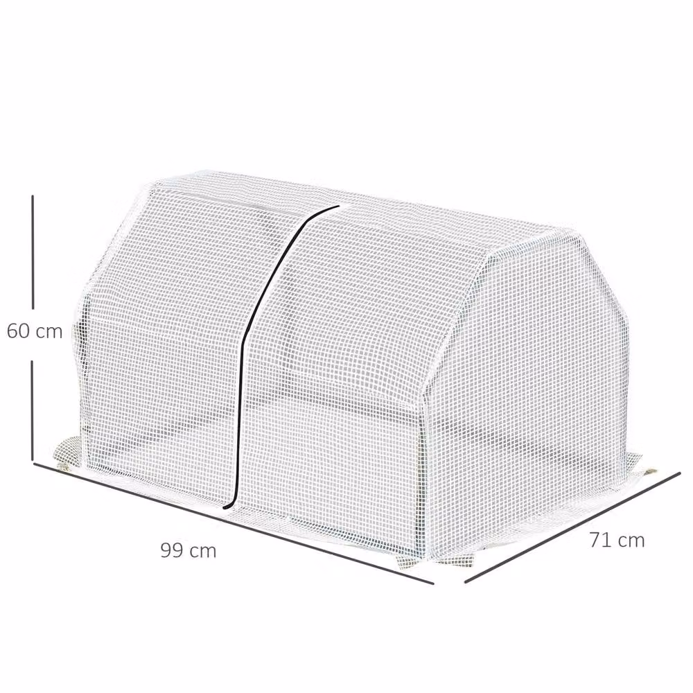 STILVORA Mini Greenhouse with Steel Frame in White, W/D/H: 71 x 60 x 71 cm – 2