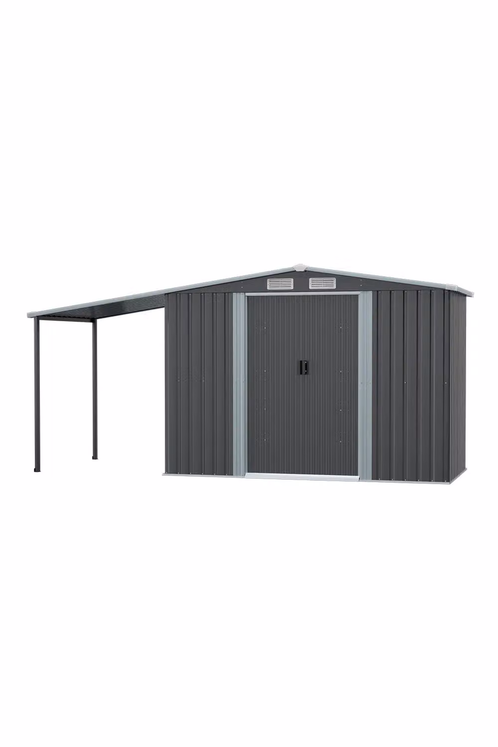 Living and Home Grey Apex Metal Garden Storage Shed with Double Doors – 2