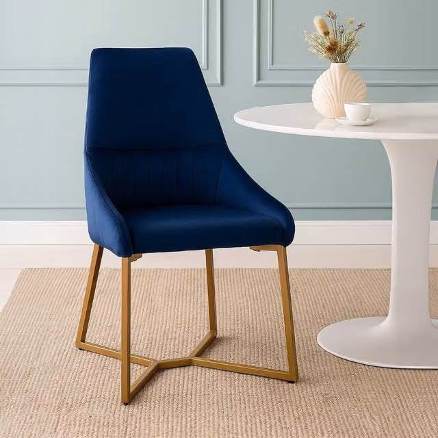 Fifty Five South Orsina Midnight Velvet Armchair with Gold Accents – 2