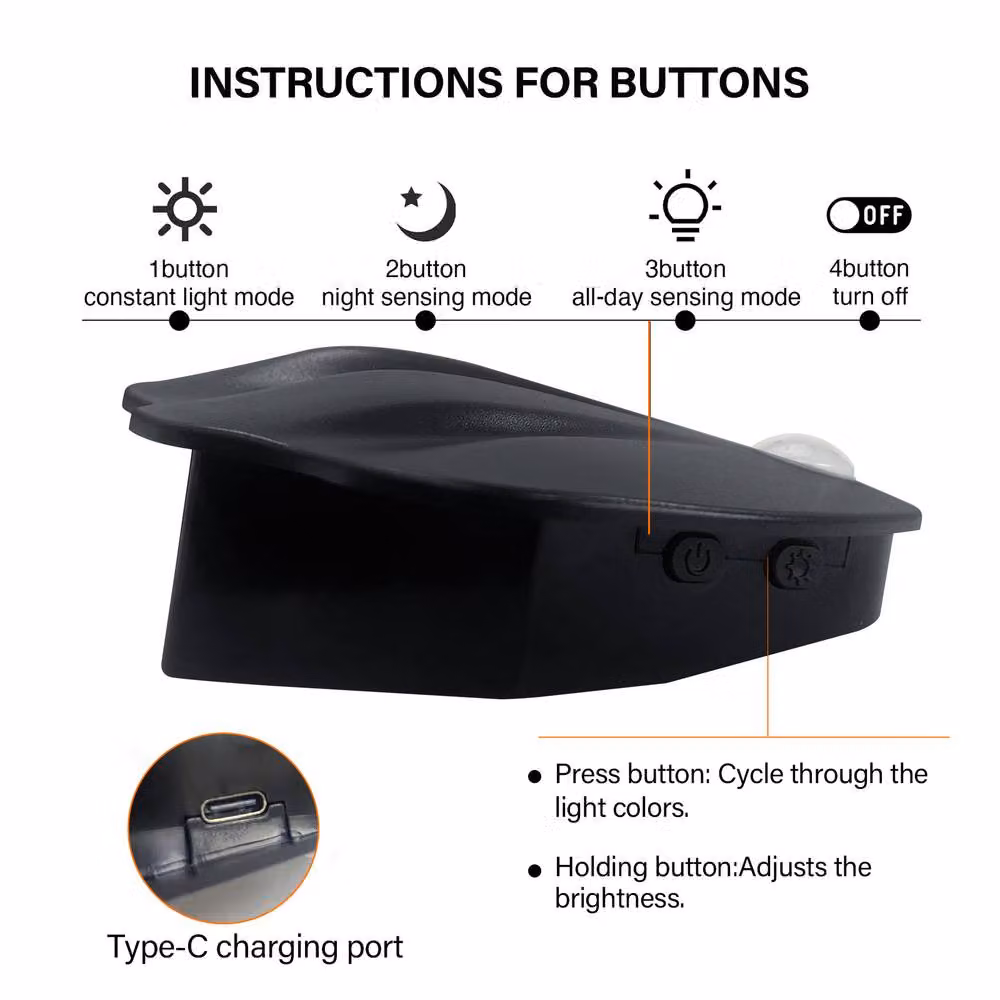 INMTFEI Rechargeable Motion Sensor Wall Light, Dimmable Black Shell Night Light for Stairs, Hallway and Bedroom – 7