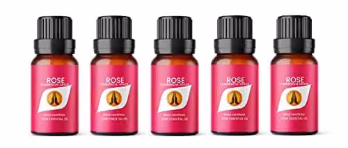 Aroma Energy Rose Essential Oil, 50ml (5 x 10ml Bottles), Pink