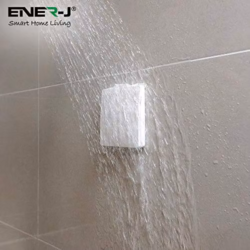 ENER-J Wireless Kinetic 2 Gang Self Powered Light Switch, Silver and White, IP56 – 1