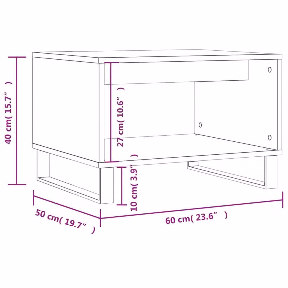 Berkfield Home Sonoma Oak Coffee Table in Beige, W: 60 cm, D: 50 cm, H: 40 cm – 4