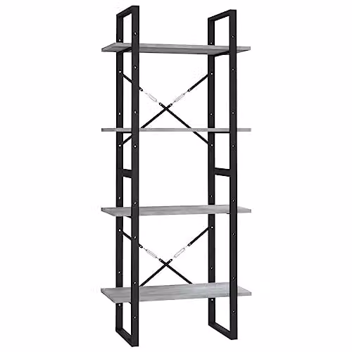 vidaXL 4-Tier Book Cabinet in Grey Sonoma, W/D/H: 60 x 30 x 140 cm