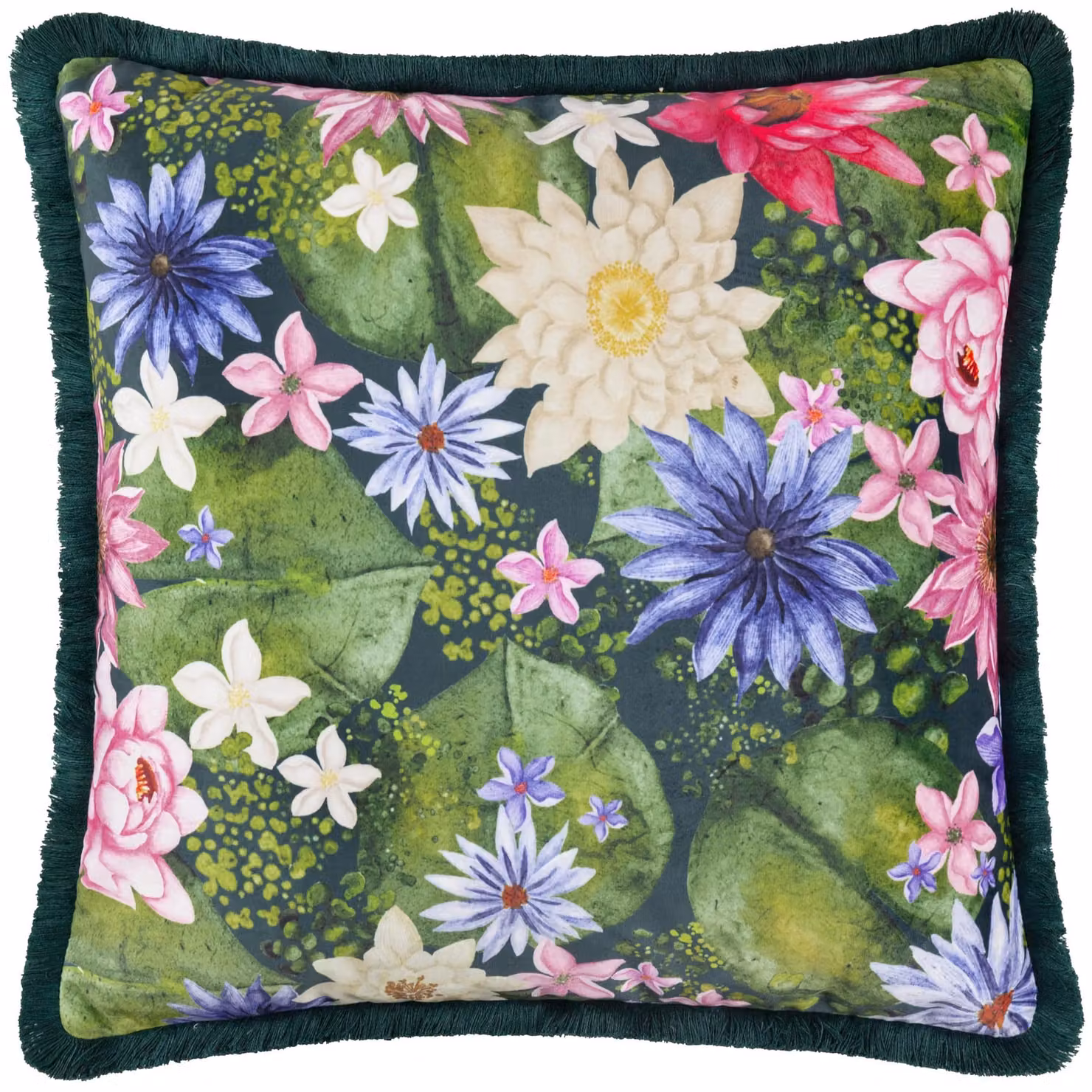 Paoletti Marjoelle Multicolour Floral Printed Velvet Square Cushion, W/D/H: 50 x 50 x 50 cm – 2