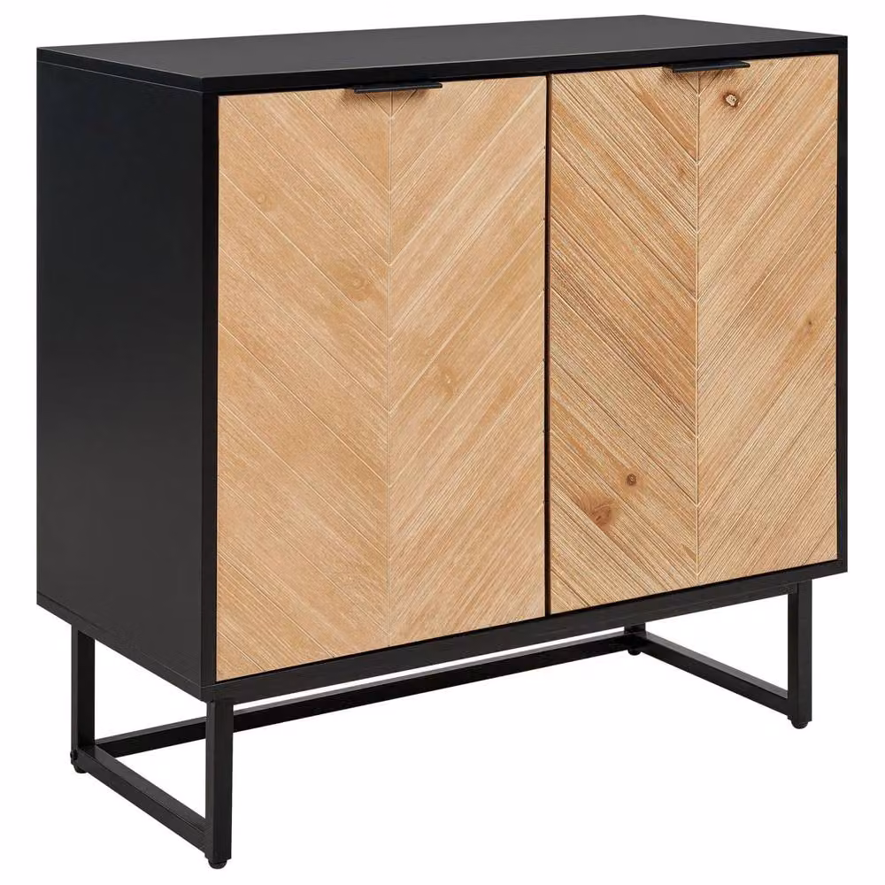 Wyld Haus Nordic Living Sideboard in Black with Light Wood Veneer, 2 Doors, Width: 80 cm – 2