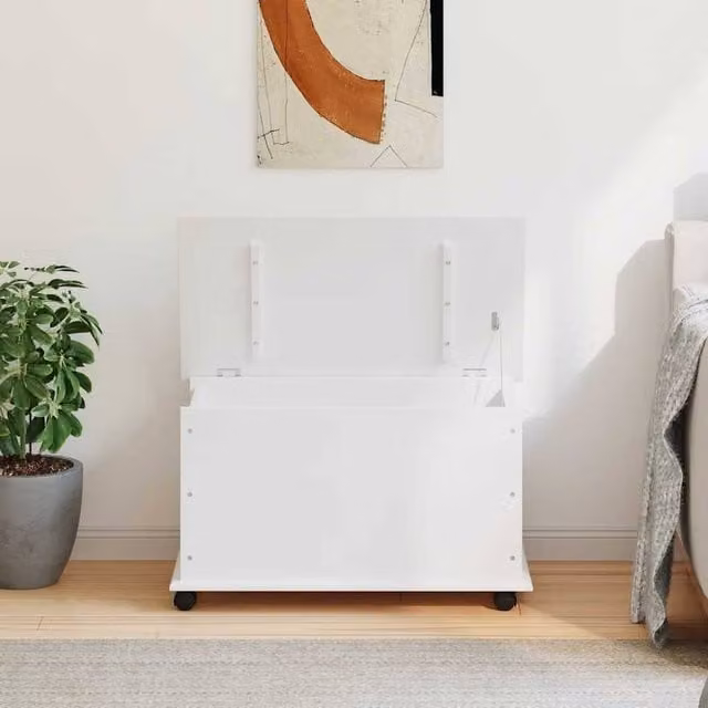 Berkfield Home ALTA White Storage Chest with Wheels, Solid Pine Wood, W: 73 cm, D: 39.5 cm, H: 44 cm