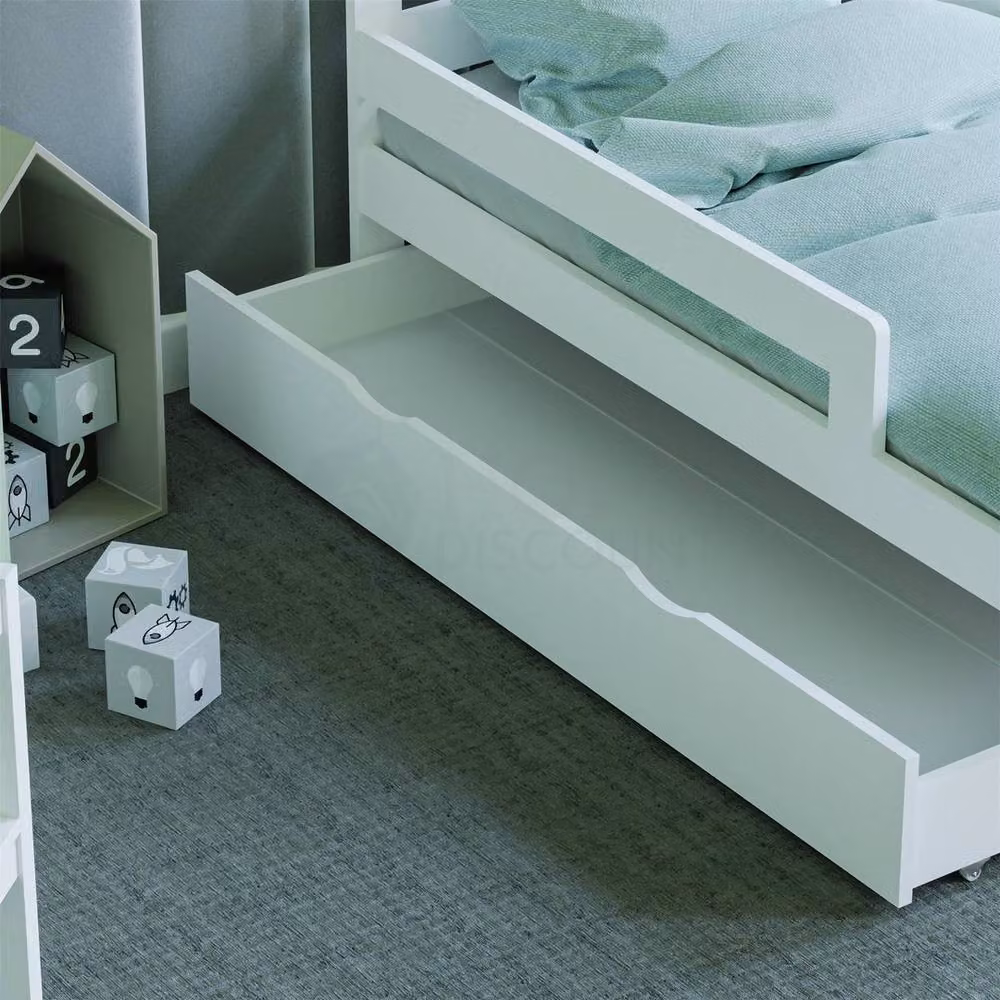 FORGEVIO White Solid Wood Toddler Bed Frame, Cot Size, W/D/H: 120 x 60 cm – 3