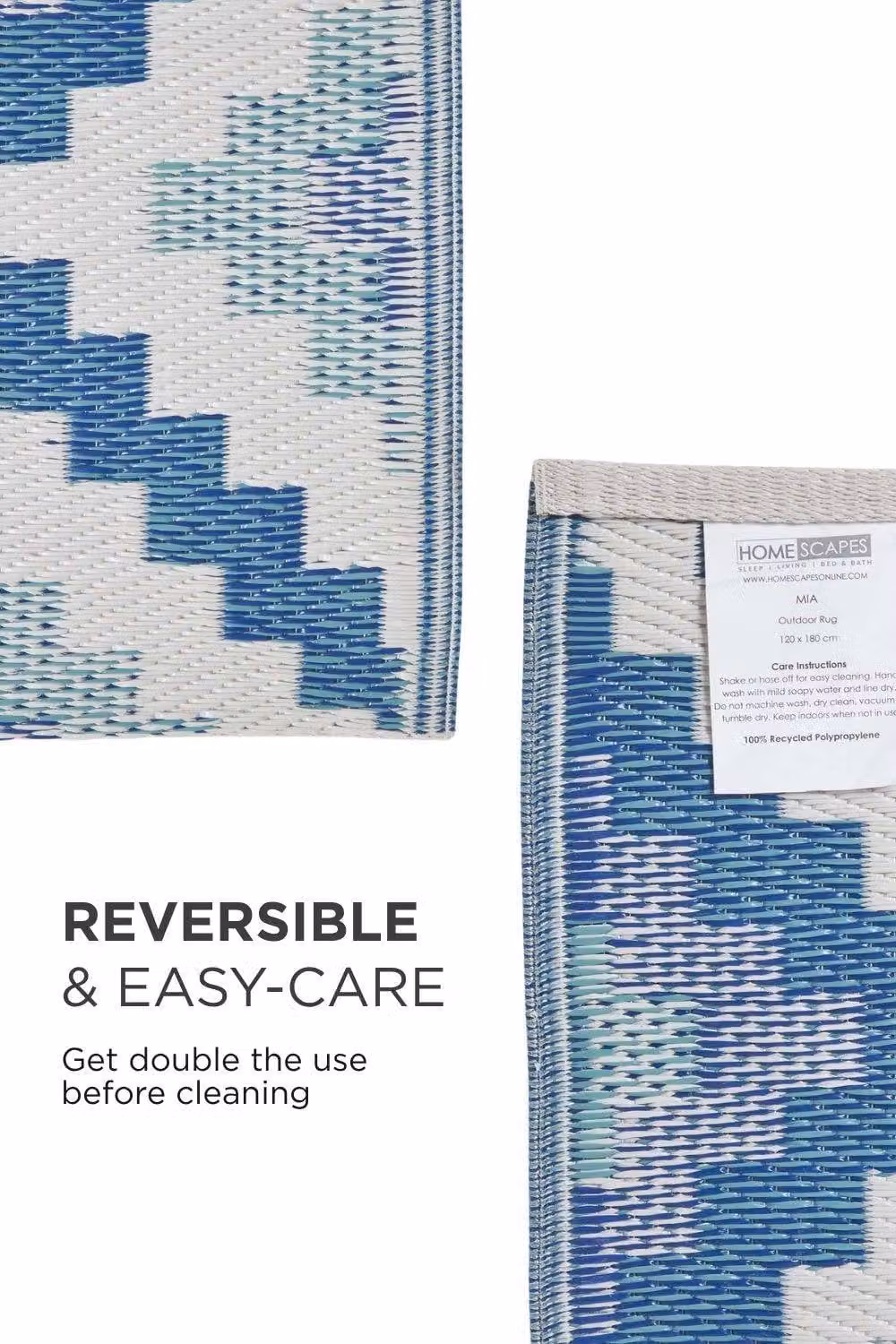Homescapes Blue Mia Aztec Luxury Outdoor Rug, Reversible and UV-Resistant, W: 240 cm, D: 300 cm – 4