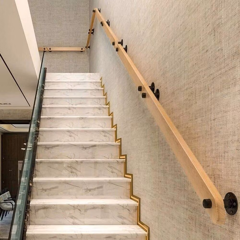 Kelvenix Natural Wood Stair Handrail and Step Grab Rail, Brown, W: 100 cm, D: 52 cm – 2