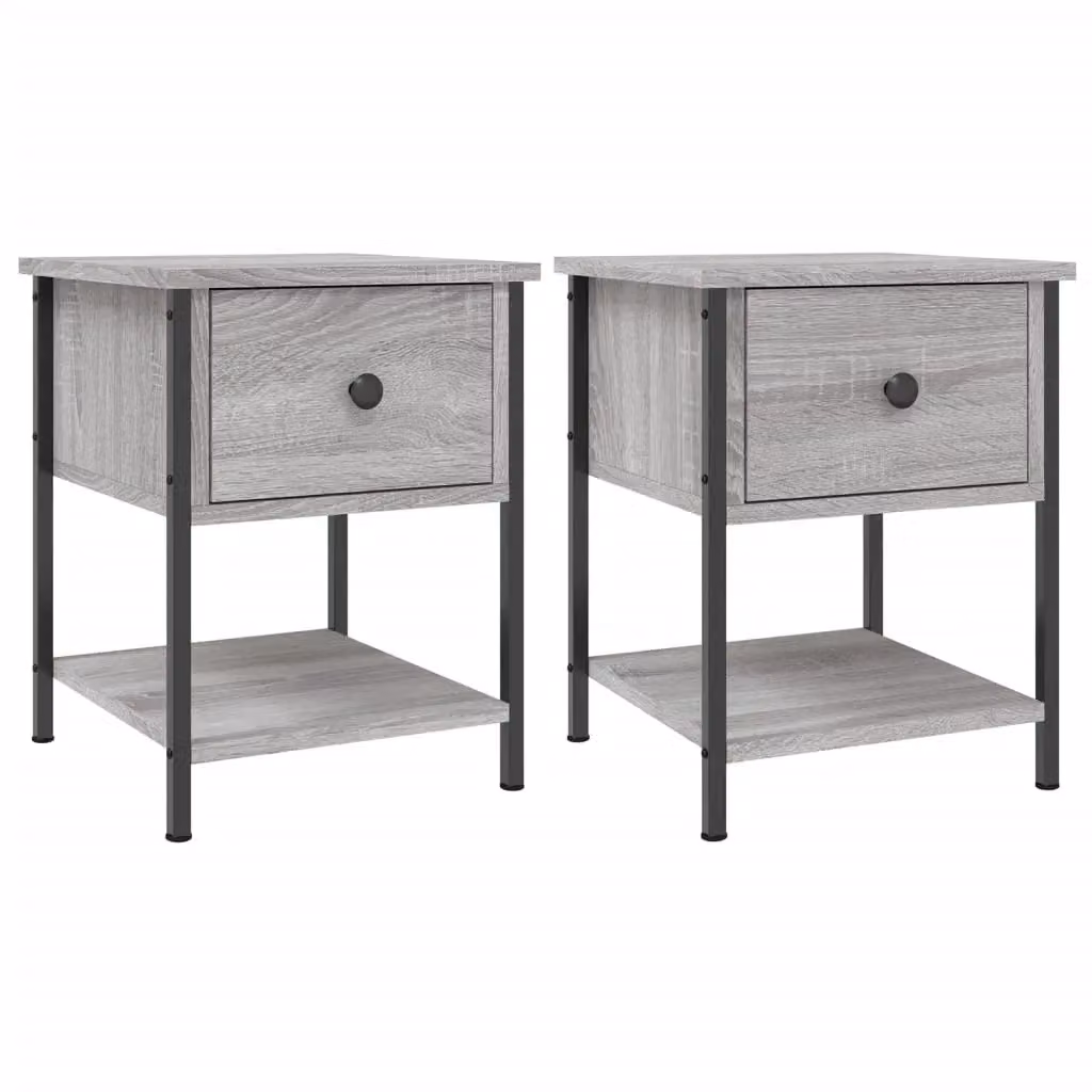 Berkfield Home Set of 2 Grey Sonoma Bedside Tables, W/D/H: 34 x 35.5 x 45 cm – 2