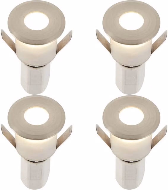 Loops 4 Pack Recessed Decking IP67 LED Guide Lights in Satin Nickel with Cool White Light