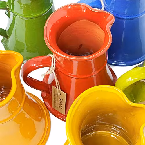 Verano Spanish Ceramics Selena Glazed Hand Dipped Ceramic Jug, 1 l, Green, H: 20 cm – 5