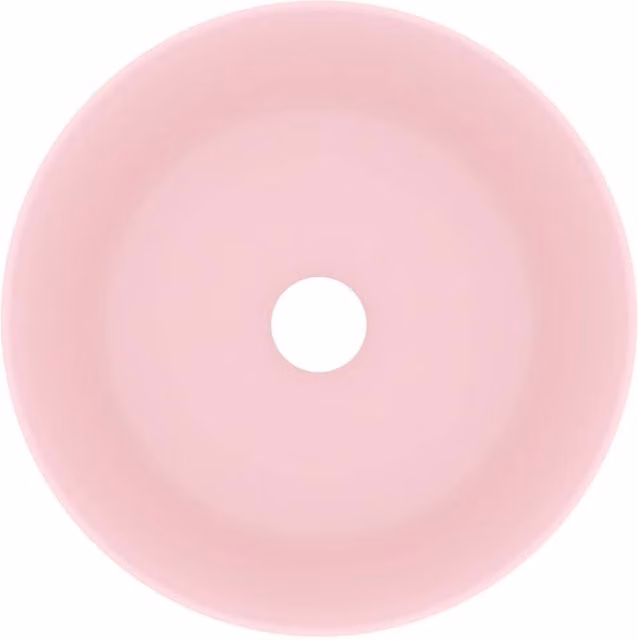 Berkfield Home Luxury Round Ceramic Wash Basin in Matt Pink, W: 40 cm, D: 40 cm, H: 15 cm