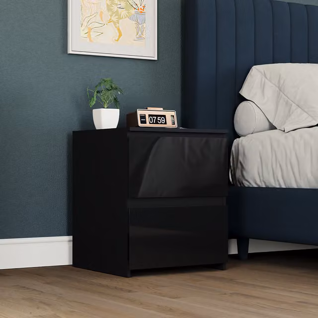 Vida Designs Glinton 2 Drawer Bedside Chest in Black