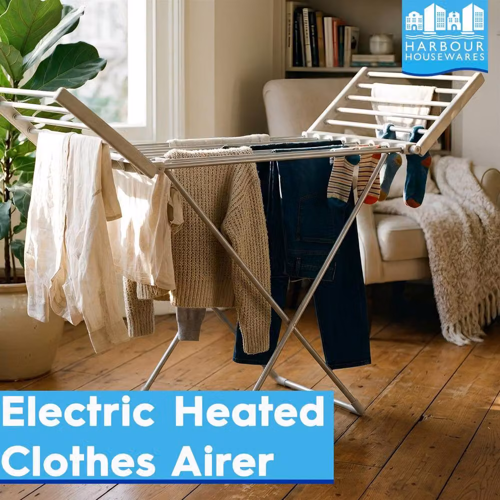 Harbour Housewares Electric Heated Clothes Airer in Silver – 2
