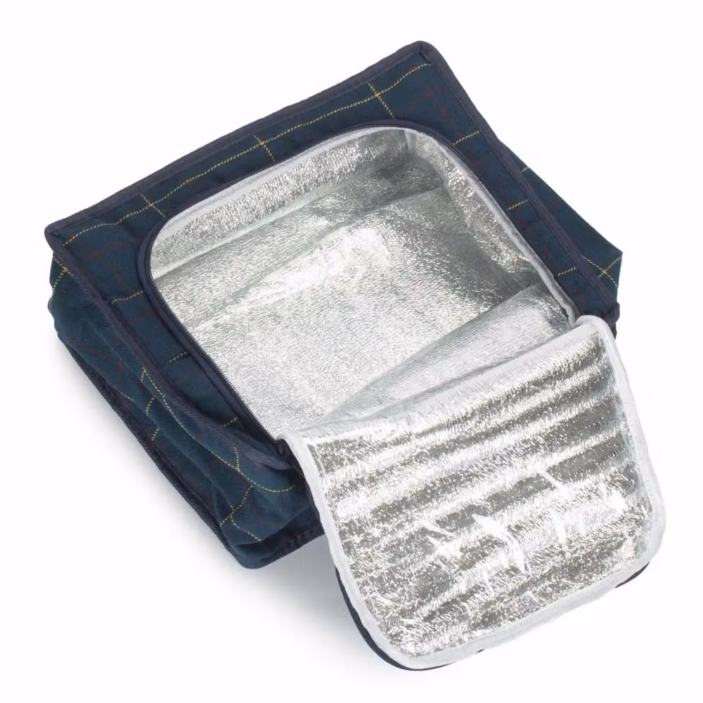 Red Hamper Blue Tweed Polyester Cooler Picnic Bag in Red and Blue – 3