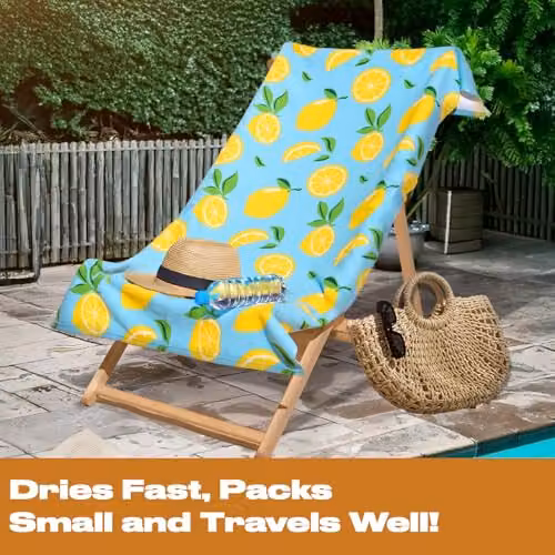 Dreamscene Microfibre Beach Towel Blue Lemon, W: 71 cm, L: 152 cm – 3