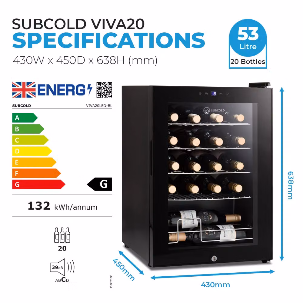 Subcold VIVA20 LED Compressor Wine Cooler in Black – 5