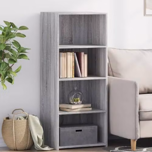 vidaXL Modern Grey Highboard with Internal Shelves and Hinged Doors, W/D/H: 50 x 41 x 124 cm – 2