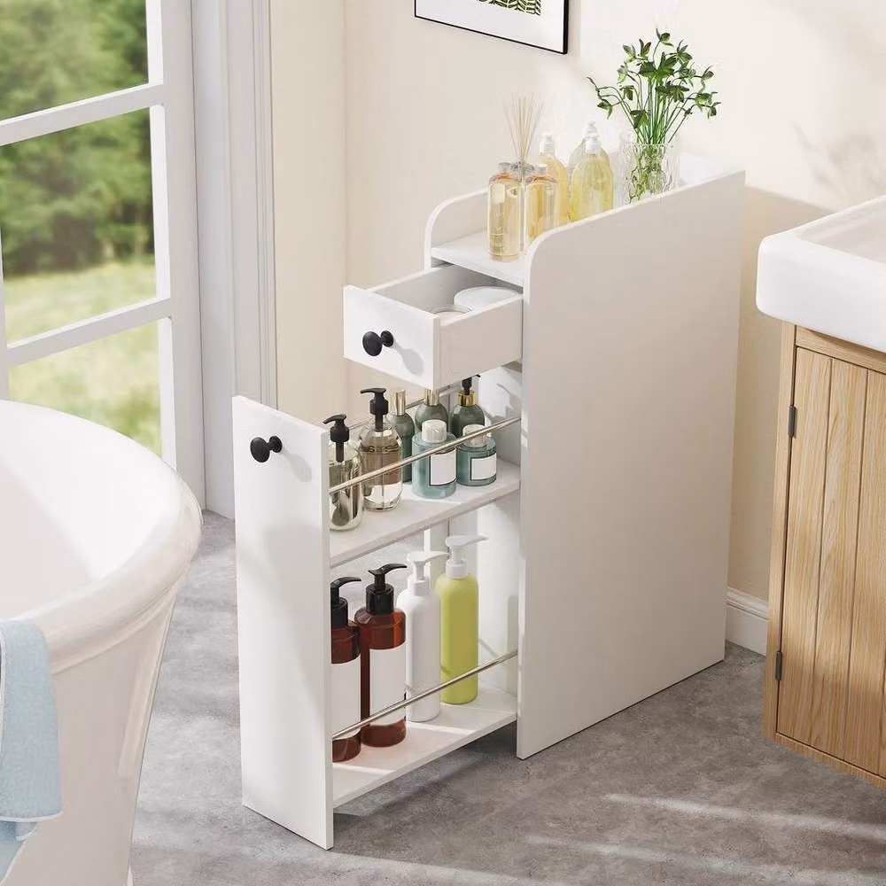 Kelvenix Compact Bathroom Floor Storage Cabinet in White – 2