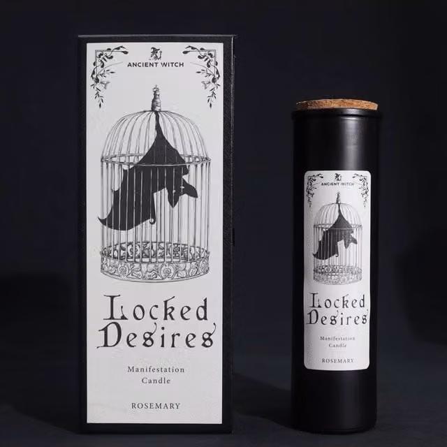 KDMD Ancient Witch Ritual Locked Desires Scented Pillar Candle in Black – 1