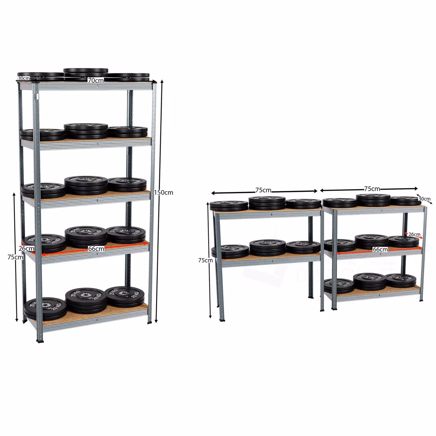 Home Discount Home Vida 5 Tier Galvanised Garage Storage Shelf in Metallic Silver, W/D/H: 150 x 70 x 70 cm – 2