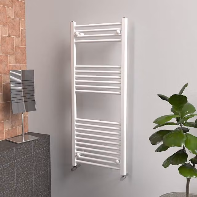 Lux Heat White Steel Wall Mounted Towel Radiator, W: 50 cm, H: 120 cm
