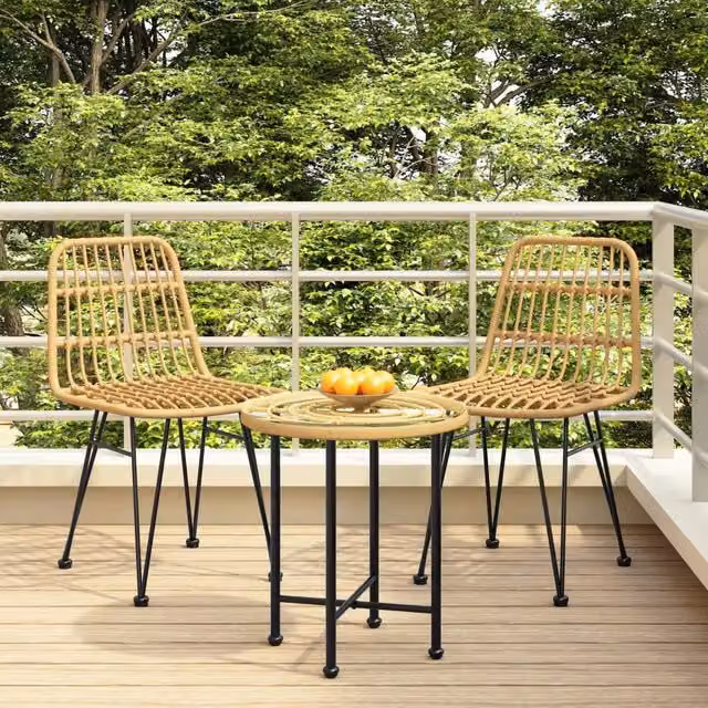 Berkfield Home Set of 2 Brown PE Rattan Garden Chairs, W/D/H: 48 x 62 x 84 cm