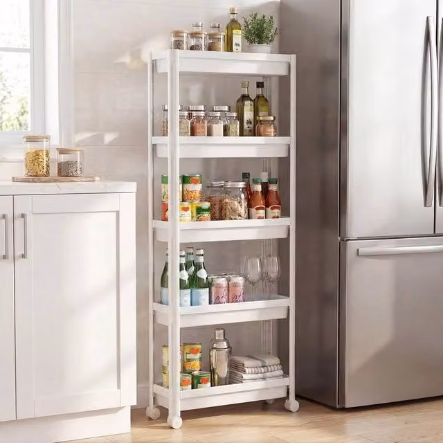 EONLION 5-Tier Slim Rolling Storage Cart in White – 1