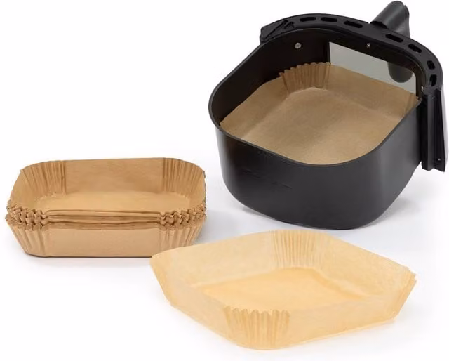 Livivo Disposable Square Air Fryer Liners, Non-Stick and Greaseproof, Beige, 100 Pieces