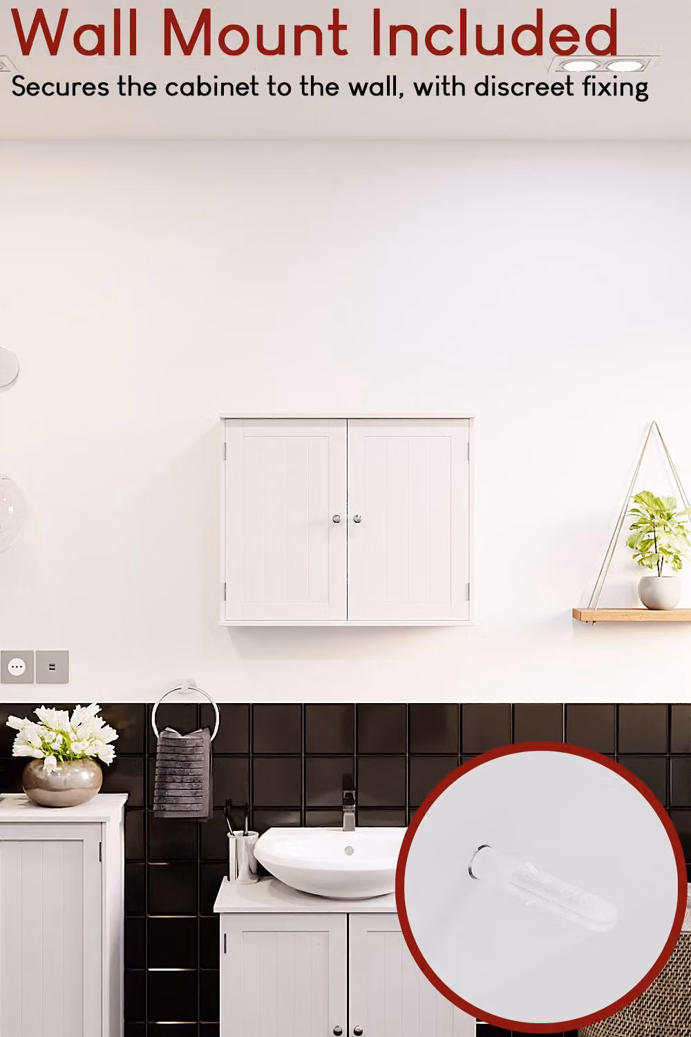 HD Designs Priano White Matt 2 Door Wall Mounted Bathroom Storage Cabinet with Internal Shelves – 4