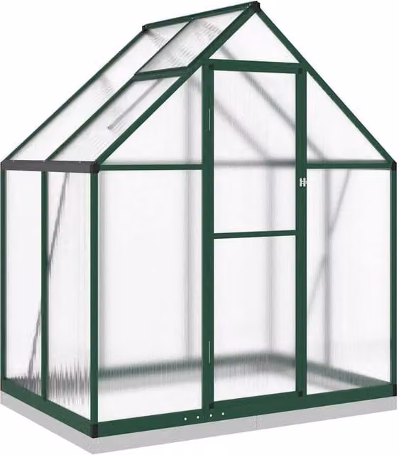Berkfield Home Greenhouse with Base Frame, Green, Aluminium and Polycarbonate, W/D/H: 169 x 114 x 202 cm – 1