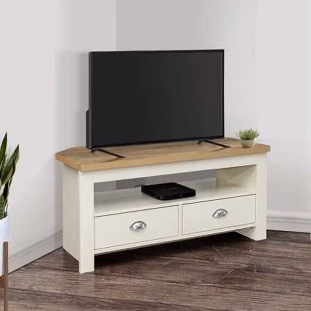 Birlea Modern Oak and Cream Wood TV Unit