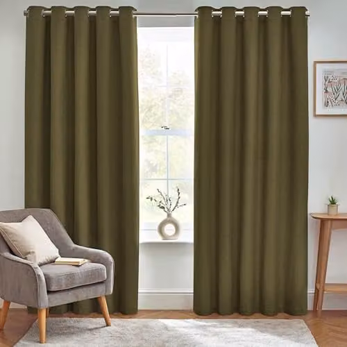 Riva Home Furn Dawn Textured Blackout Eyelet Curtains in Green, Width: 229 cm, Drop: 137 cm – 2