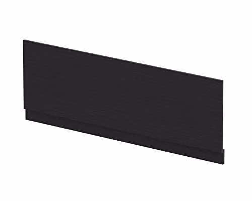 nuie MPD605N Modern Bathroom Straight Bath Front Panel and Plinth, Charcoal Black Woodgrain, W: 169.5 cm, D: 56.0 cm, H: 3.6 cm