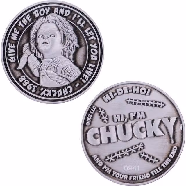 Chucky Limited Edition Collectible Round Metal Coin in Bronze and Silver