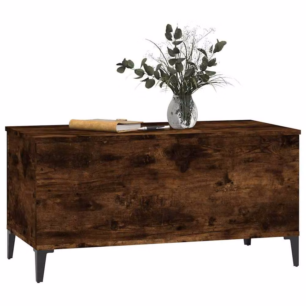 Berkfield Home Smoked Oak Coffee Table in Brown, W/D/H: 90 x 44.5 x 45 cm – 3